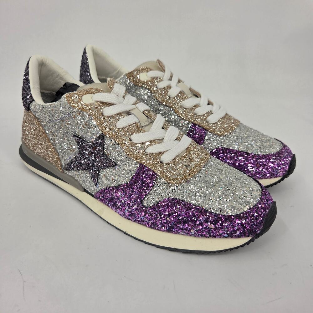 NEW Vintage Havana Rock Multi Glitter Purple Gold Silver Sneaker Size 10